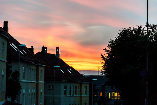 Bright lit evening sky